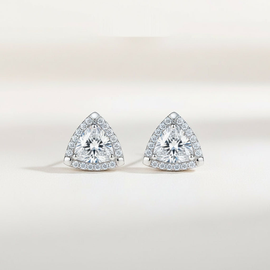 KAVİO 925 Sterling Silver Triangle Temperament Earrings