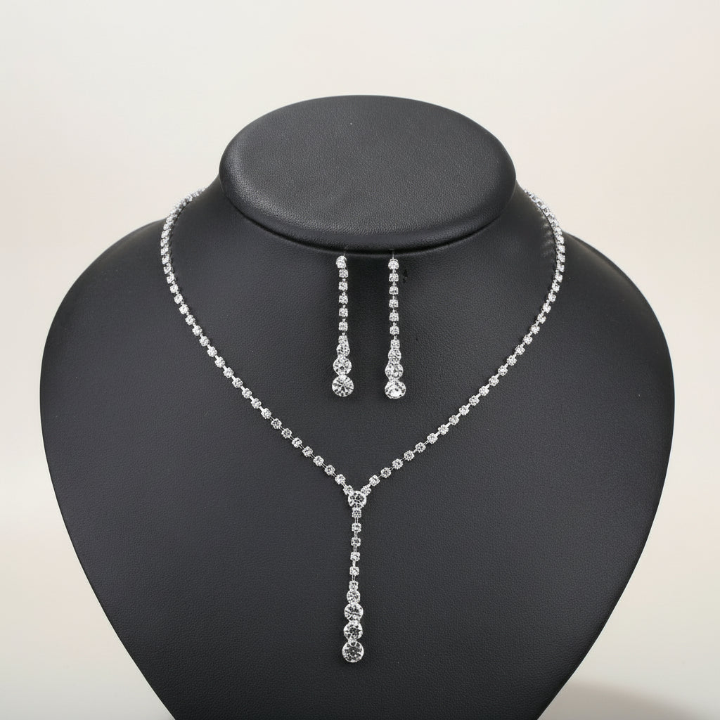 KAVİO Silver Water Drop Necklace Earrings Two-piece Set Combination