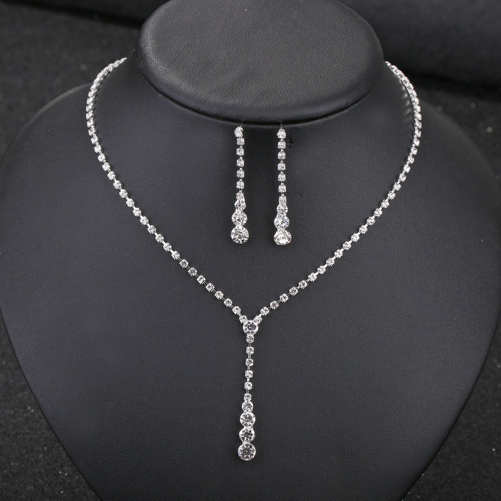 KAVİO Silver Water Drop Necklace Earrings Two-piece Set Combination