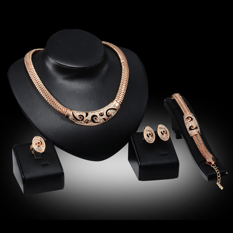 KAVİO Punk Jewelry Set Necklace Earrings Bracelet Ring Jewelry Four Piece Set