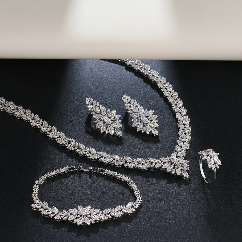 Zircon Bridal Tassel Jewelry Earring Set