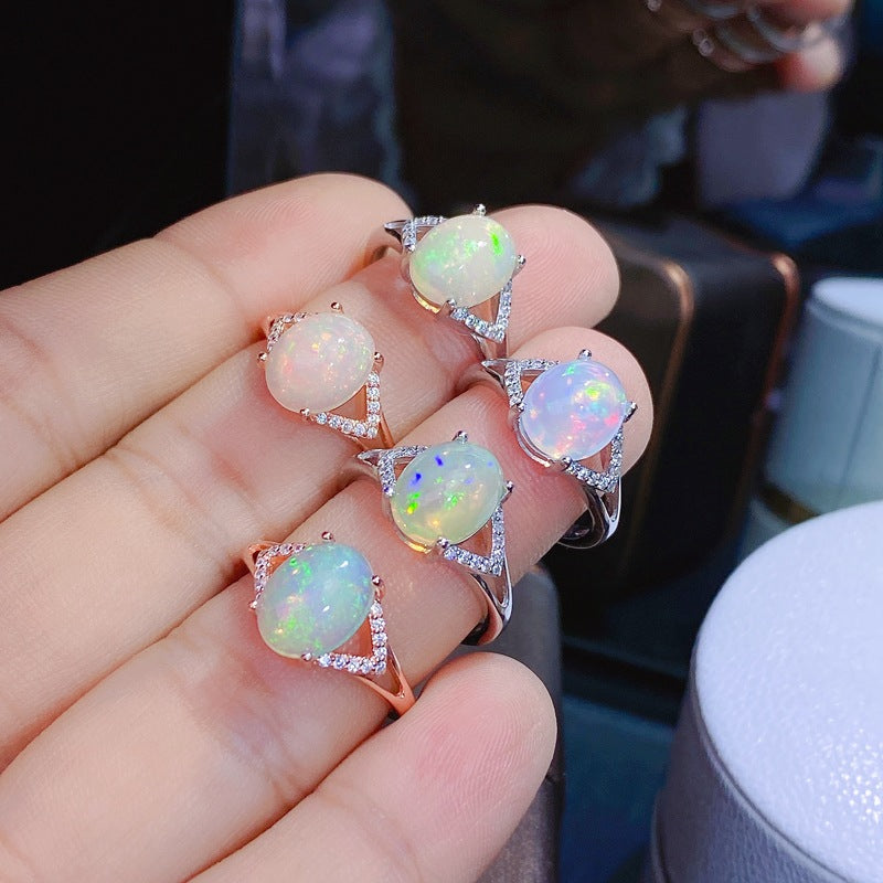 KAVİO 925 Silver Inlaid Natural Australian Opal Ring