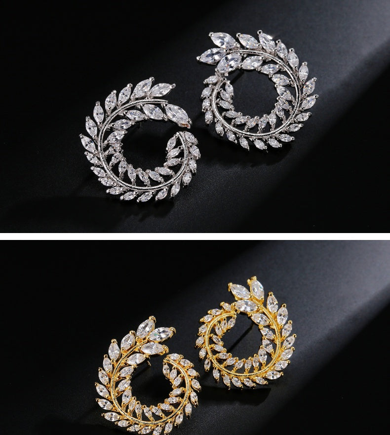 Kavio New willow-shaped earrings Micro-inlaid AAA zircon Simple fashion ladies earrings earrings