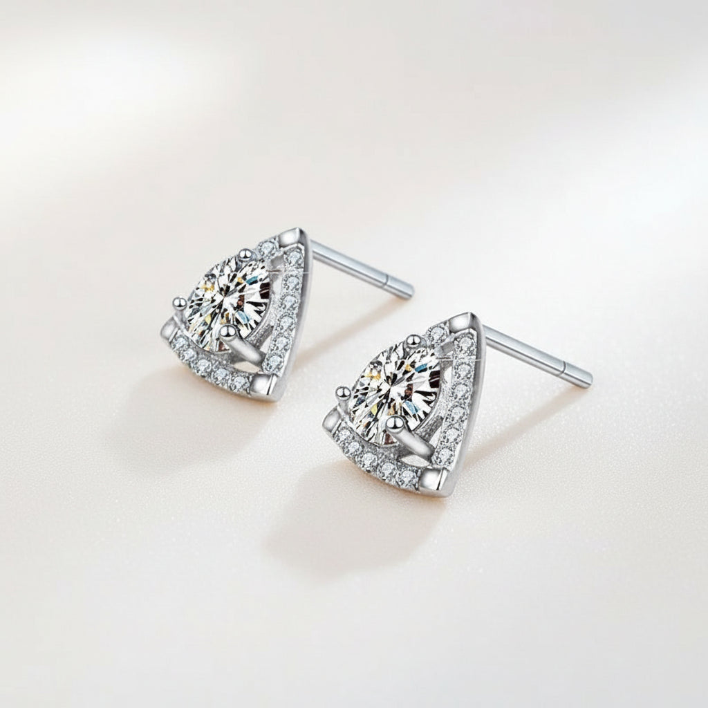 KAVİO 925 Sterling Silver Triangle Temperament Earrings