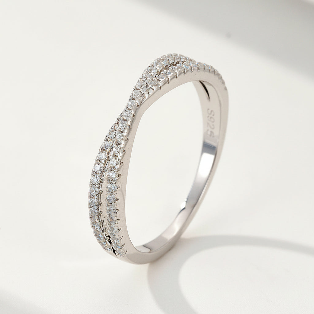 KAVİO 925 Sterling Silver 5A Zircon Wedding Ring Combined Ring Set Women