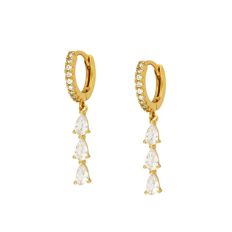 KAVİO Sterling Silver Earrings Multi-Zircon Drop Earrings