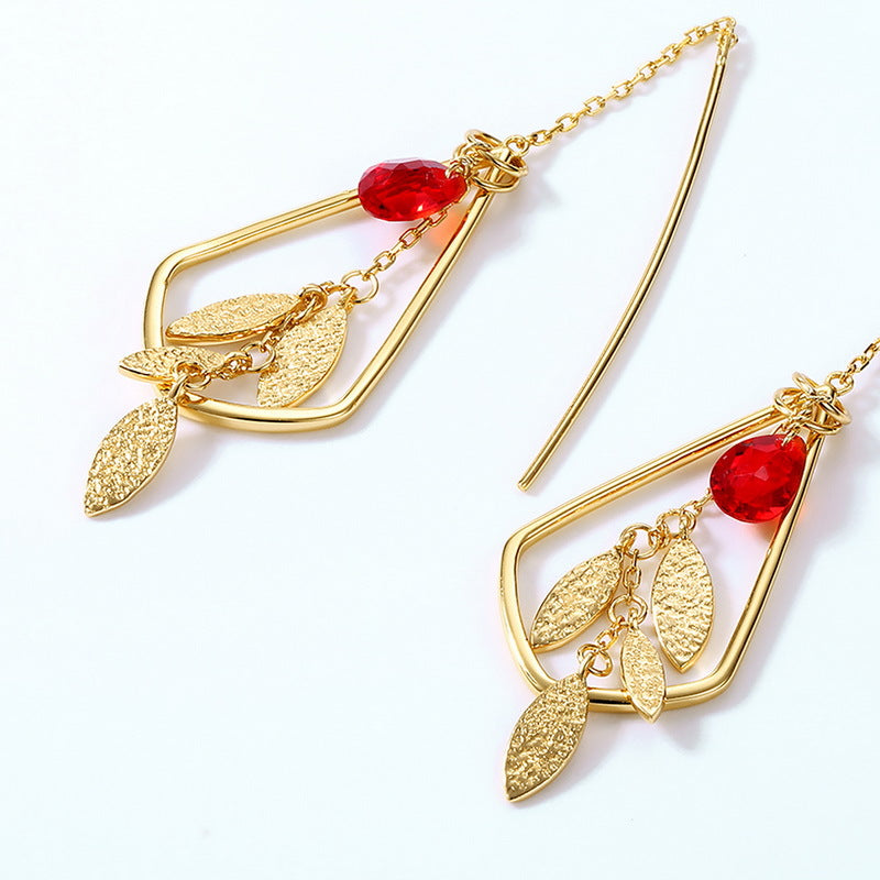 KAVİO Female 925 silver red crystal earrings