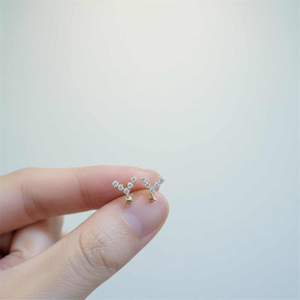 KAVİO V-Shaped Micro-Set Zircon 925 Sterling Silver Plated 14K Gold Earrings