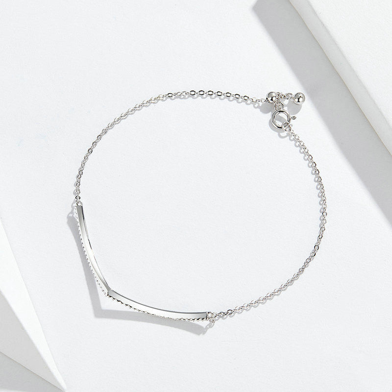 KAVİO 925 Sterling Silver Bracelet Ladies Triumphant European And American Simple Style Platinum-Plated Silver Bracelet