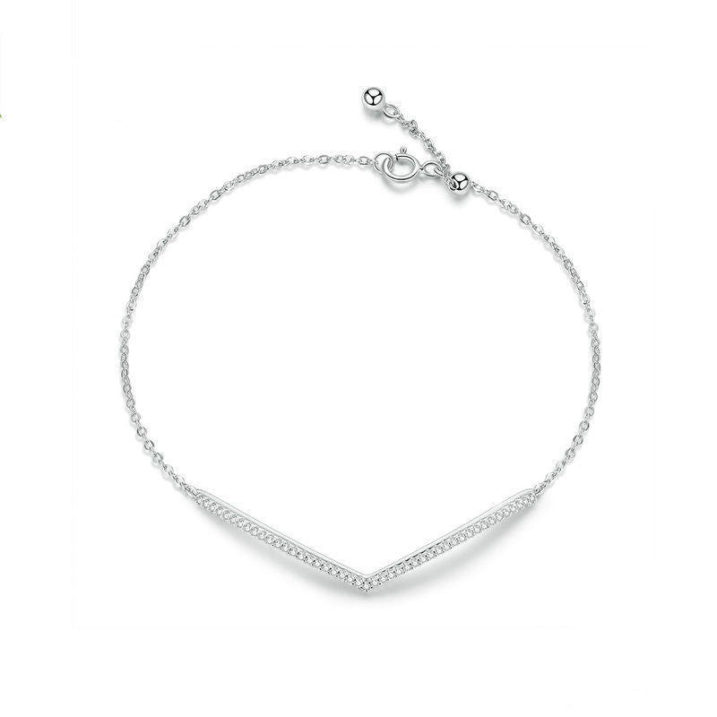 KAVİO 925 Sterling Silver Bracelet Ladies Triumphant European And American Simple Style Platinum-Plated Silver Bracelet