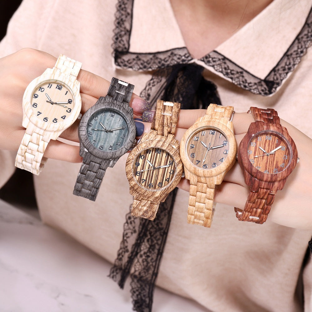 KAVİO Bamboo Pattern Fashion Numbers Creative Men's And Women's Watches