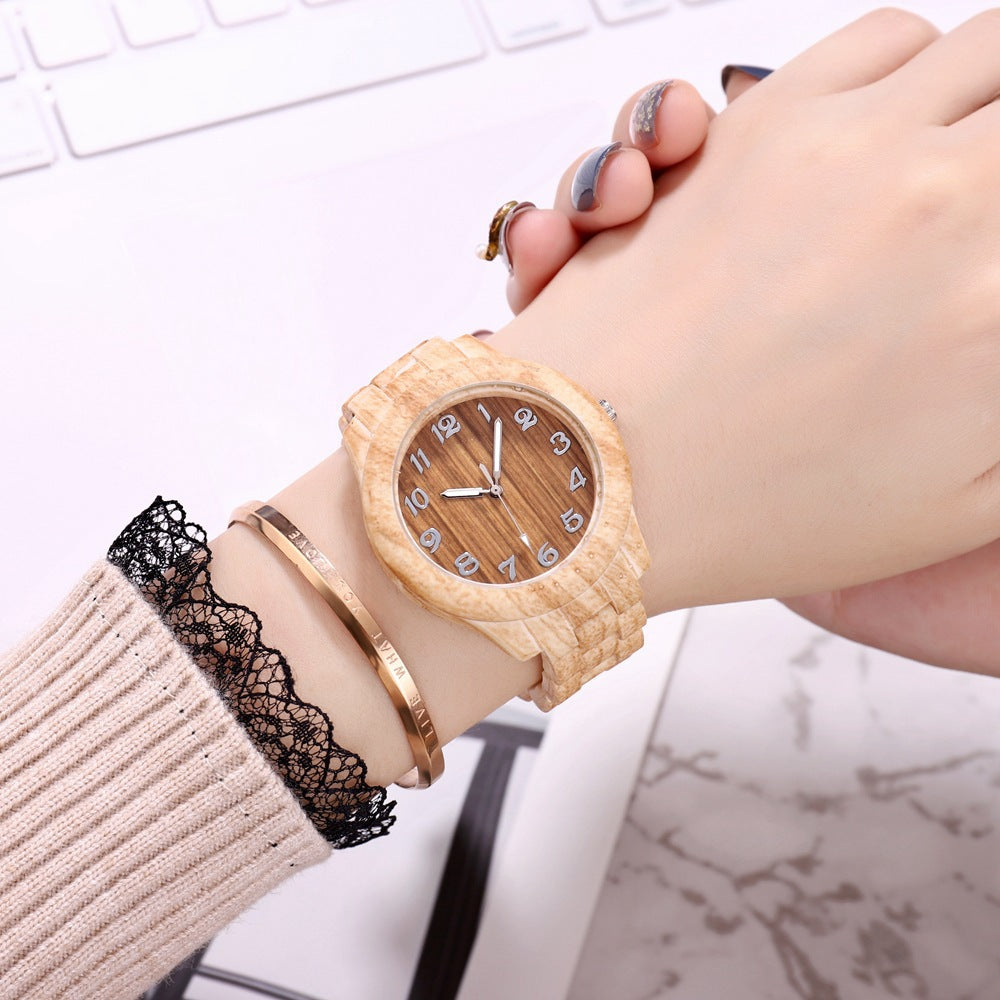 KAVİO Bamboo Pattern Fashion Numbers Creative Men's And Women's Watches