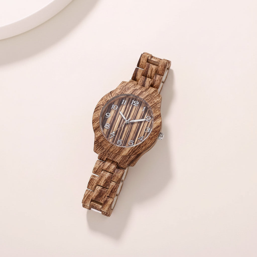 KAVİO Bamboo Pattern Fashion Numbers Creative Men's And Women's Watches