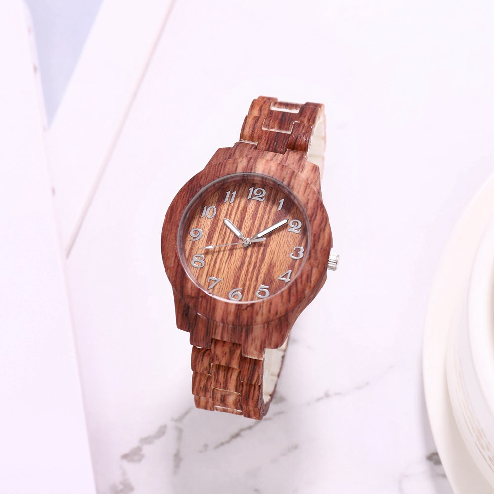 KAVİO Bamboo Pattern Fashion Numbers Creative Men's And Women's Watches