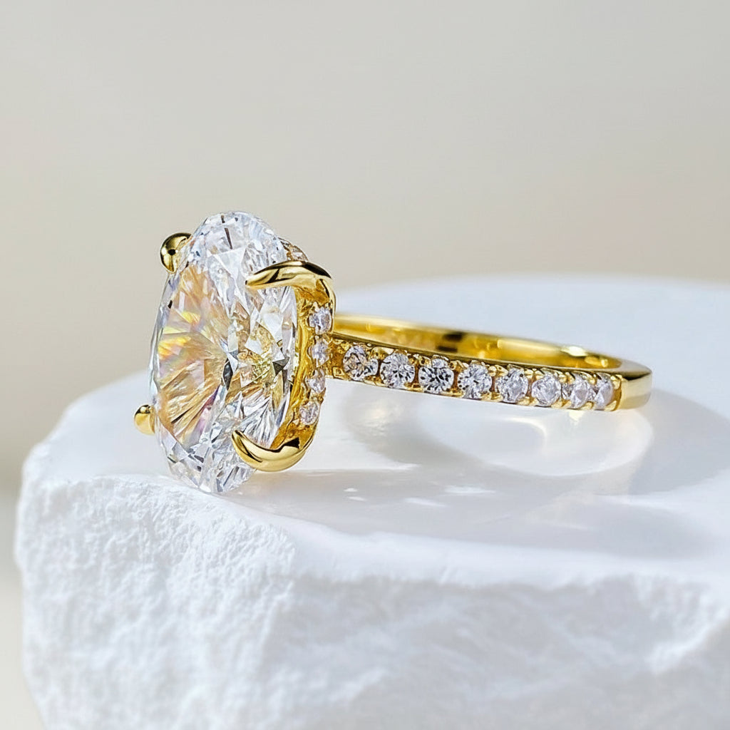 KAVİO 925 Silver Plated Oval Redean Ring