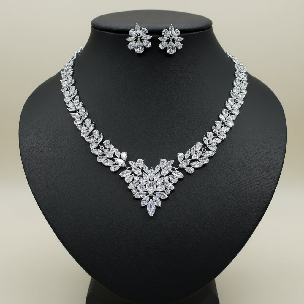 KAVIO Ice Flower Earrings Jewelry Set