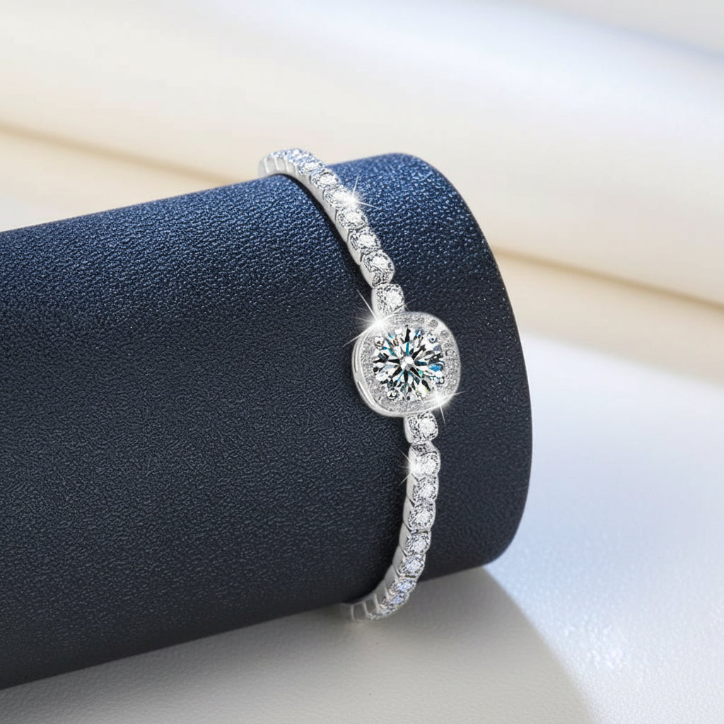 KAVİO 925 Sterling Silver Bracelet Starry Moissanite Bracelet