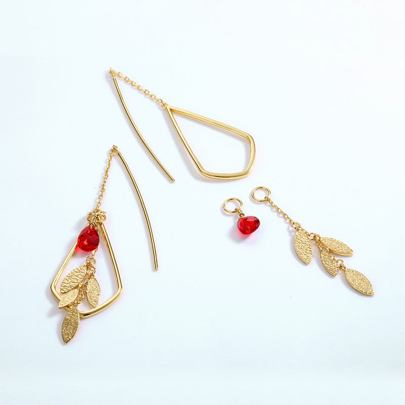 KAVİO Female 925 silver red crystal earrings