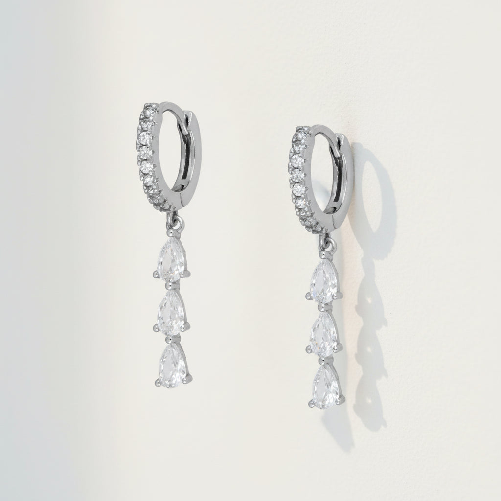 KAVİO Sterling Silver Earrings Multi-Zircon Drop Earrings