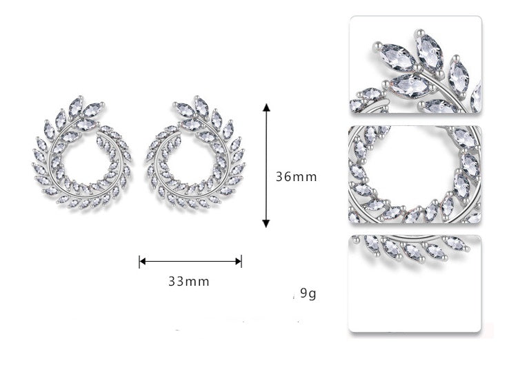 Kavio New willow-shaped earrings Micro-inlaid AAA zircon Simple fashion ladies earrings earrings