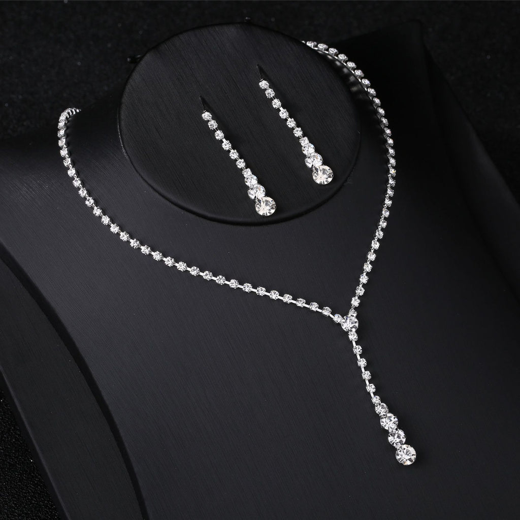 KAVİO Silver Water Drop Necklace Earrings Two-piece Set Combination