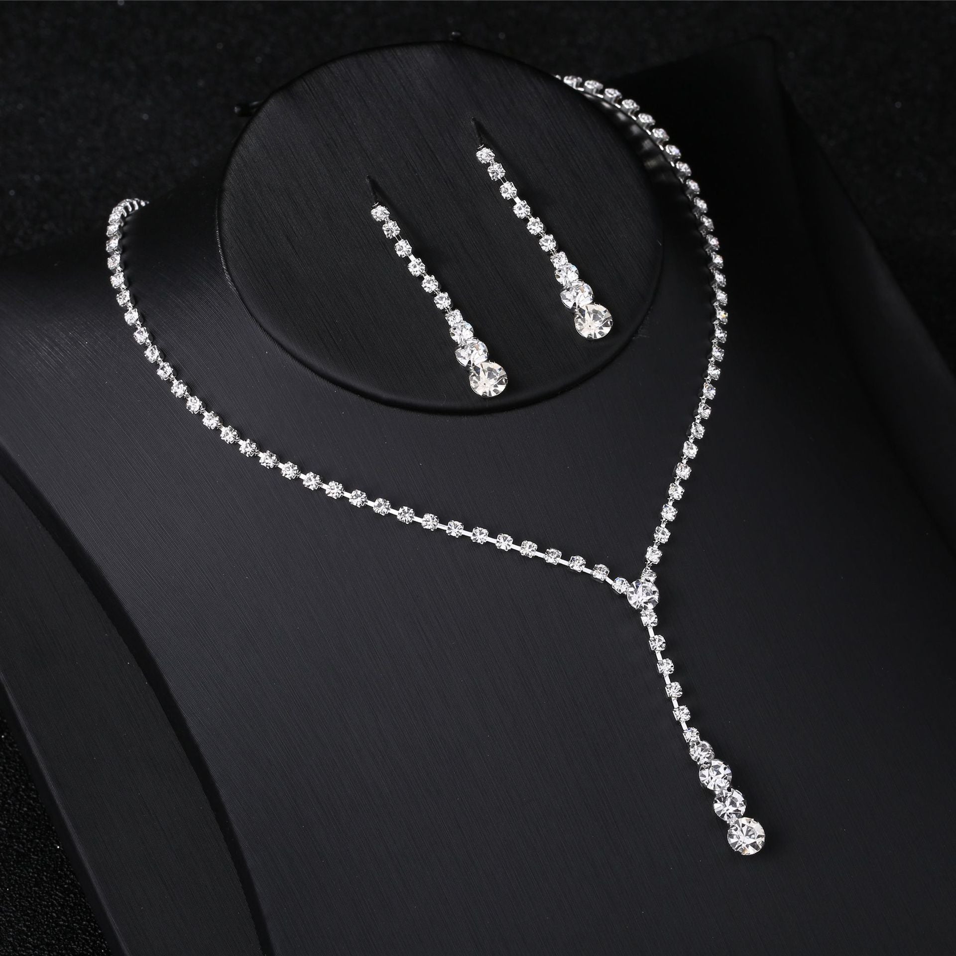 KAVİO Silver Water Drop Necklace Earrings Two-piece Set Combination