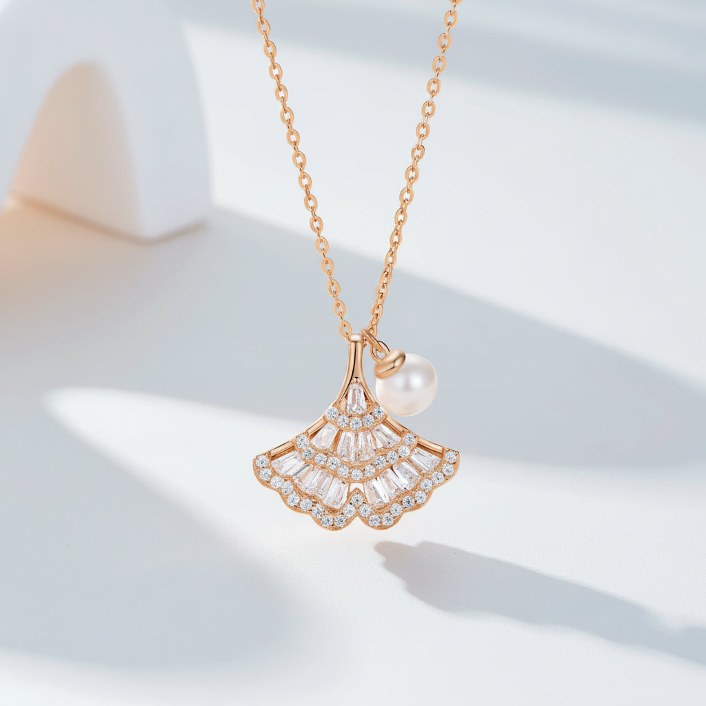 KAVİO Ginkgo Leaf Sterling Silver Necklace For Women Light Luxury Minority Design S925