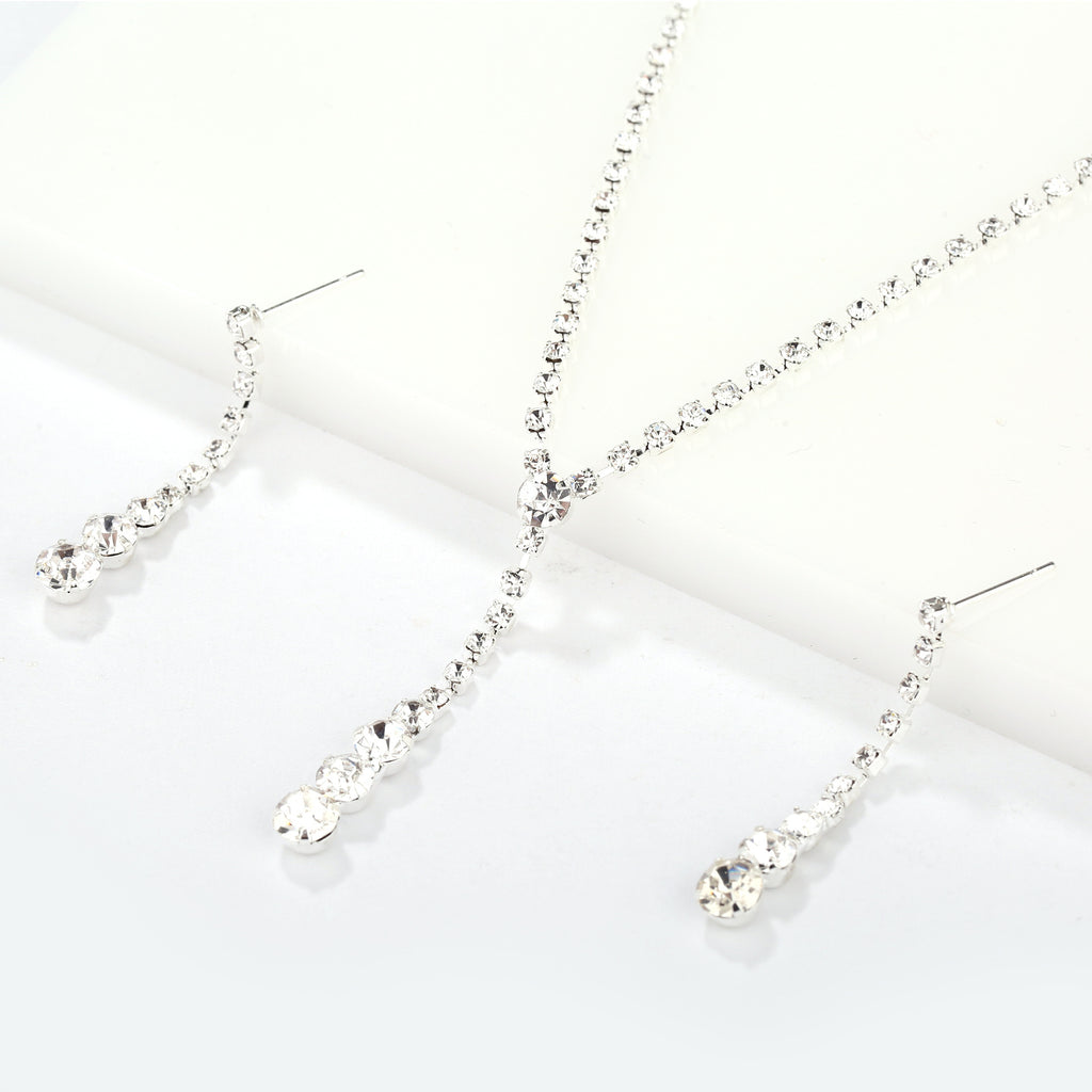KAVİO Silver Water Drop Necklace Earrings Two-piece Set Combination