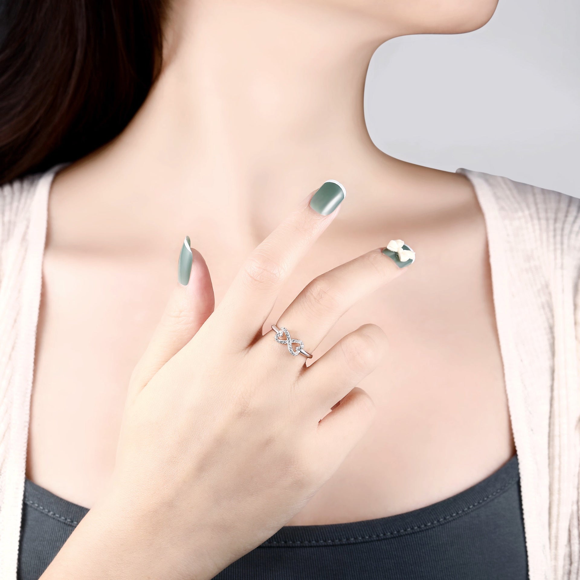 KAVİO Sterling Silver Silver Jewelry Bow Ring Women's Love Silver Ring