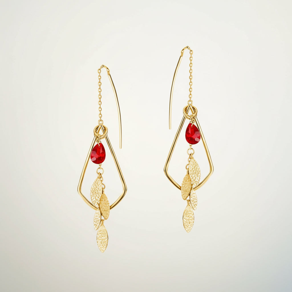 KAVİO Female 925 silver red crystal earrings