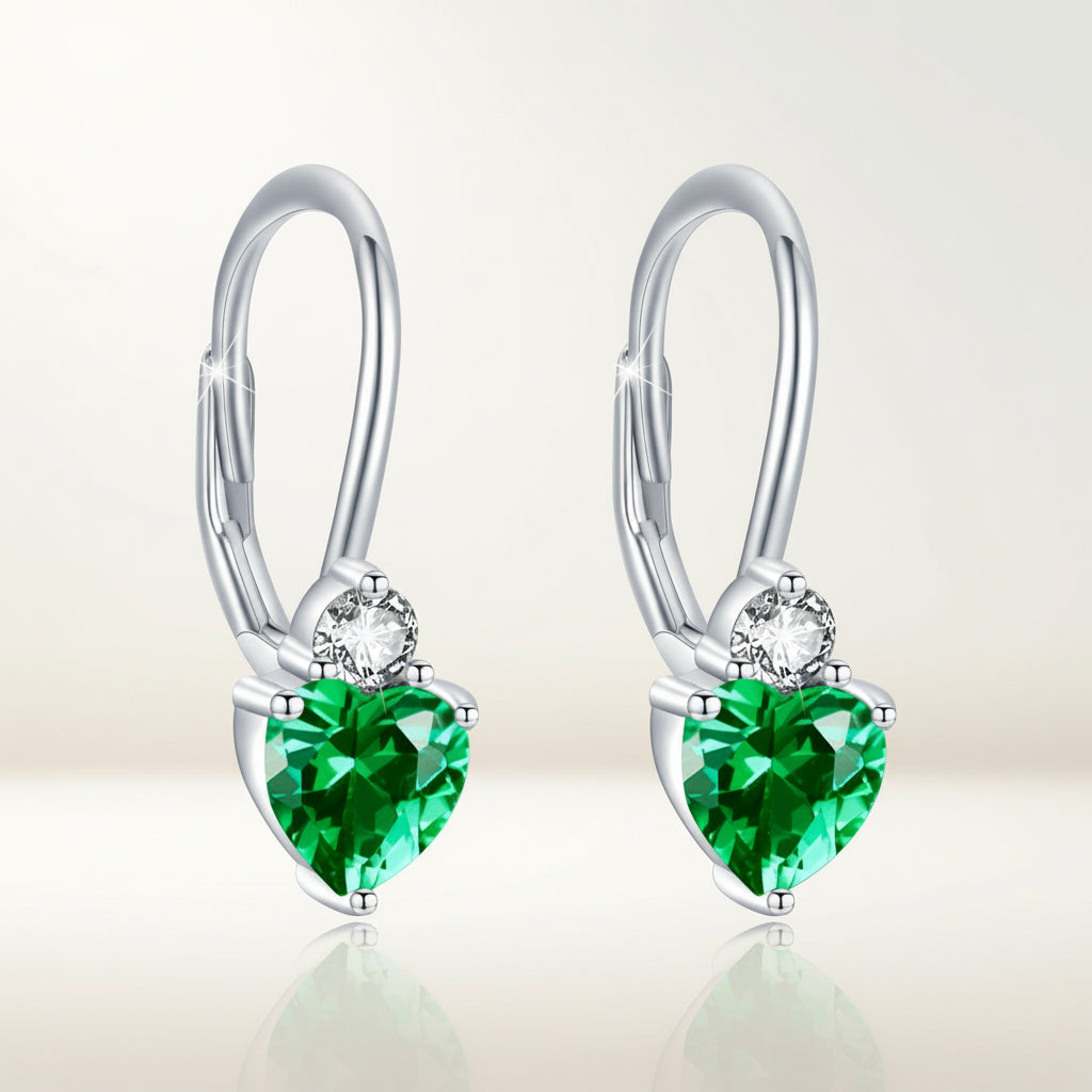 KAVİO 925 Sterling Silver Hypoallergenic Heart Zirconia Earrings Birthstone Jewelry for Women