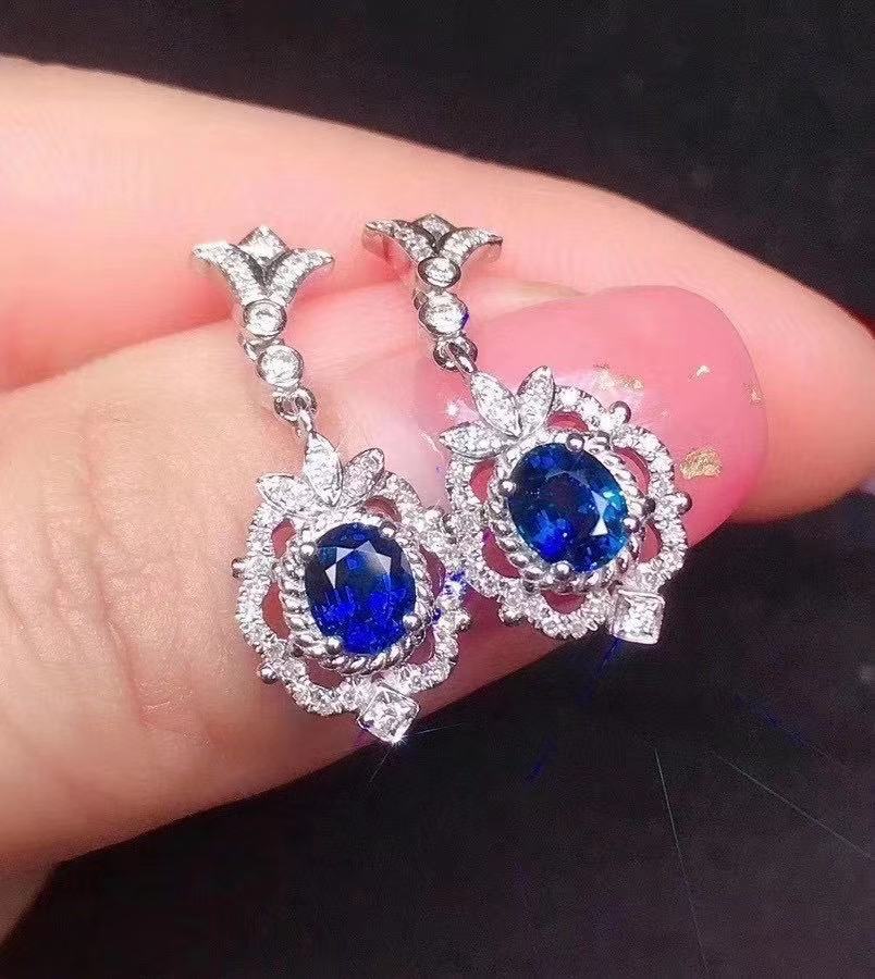 KAVİO Natural Sapphire 925 Silver Inlaid Earrings