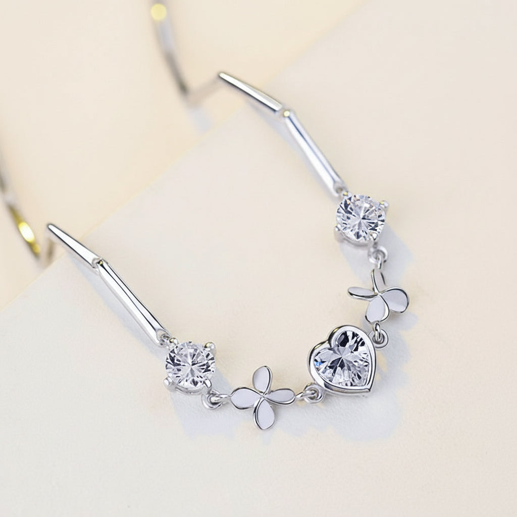 KAVİO The Qixi Festival Valentine Jewelry S925 Sterling Silver Bracelet Fashion Jewelry Silver Bracelet New Heart-shaped Clover