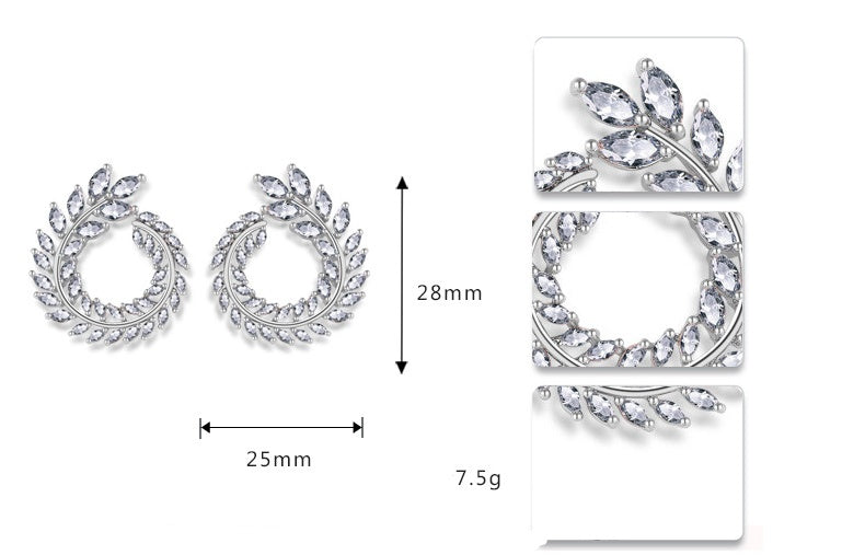 Kavio New willow-shaped earrings Micro-inlaid AAA zircon Simple fashion ladies earrings earrings