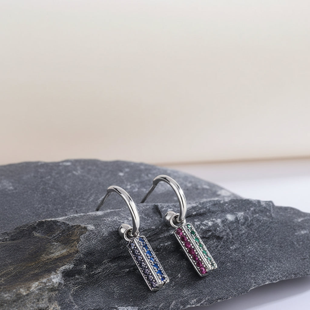 KAVİO Long 925 Sterling Silver Colorful Lovely Earrings