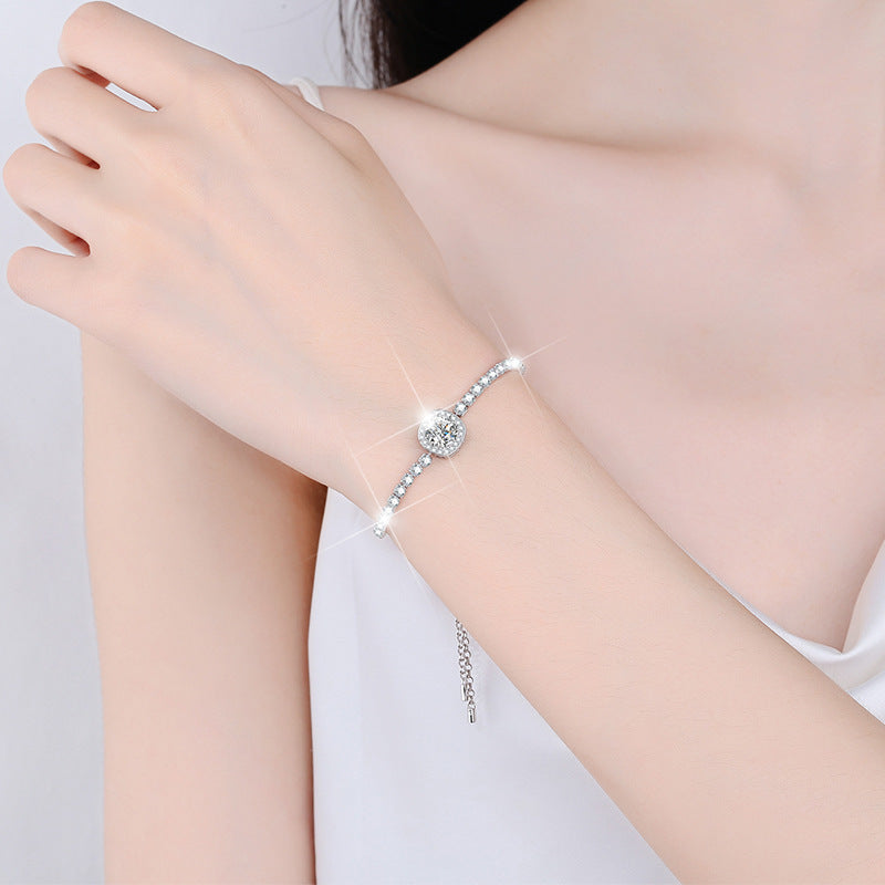 KAVİO 925 Sterling Silver Bracelet Starry Moissanite Bracelet