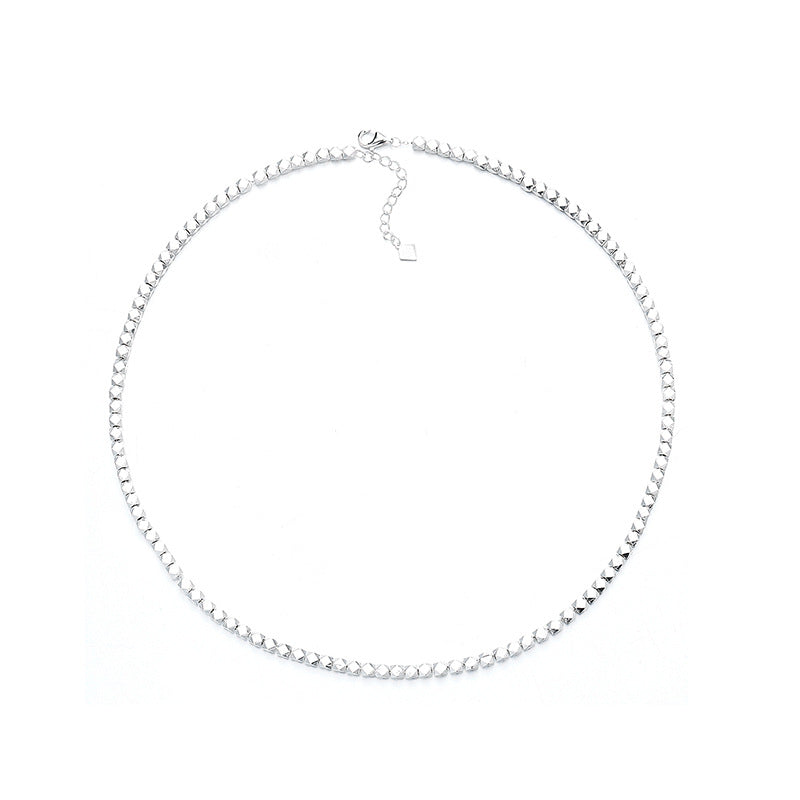 KAVİO S925 Sterling Silver Irregular Broken Silver Necklace Bracelet Set