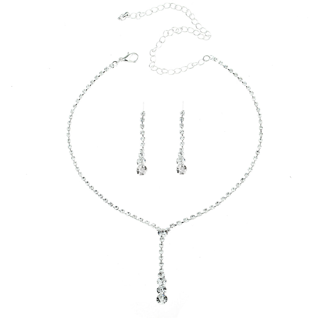 KAVİO Silver Water Drop Necklace Earrings Two-piece Set Combination