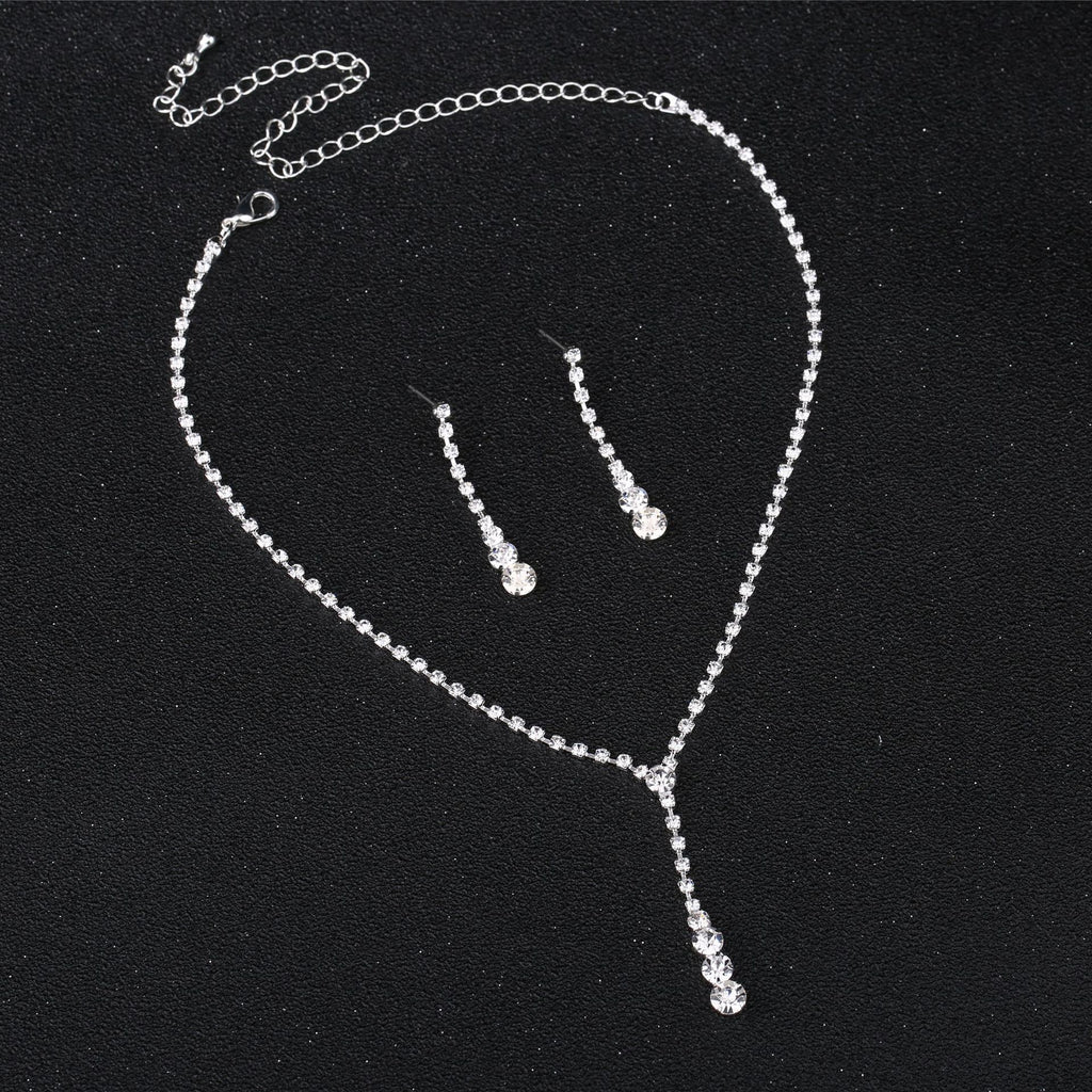 KAVİO Silver Water Drop Necklace Earrings Two-piece Set Combination