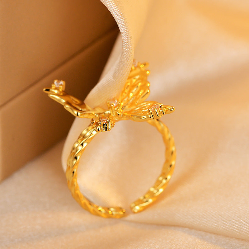 Kavio Inlaid Butterfly Fashion Personalized Ring Female