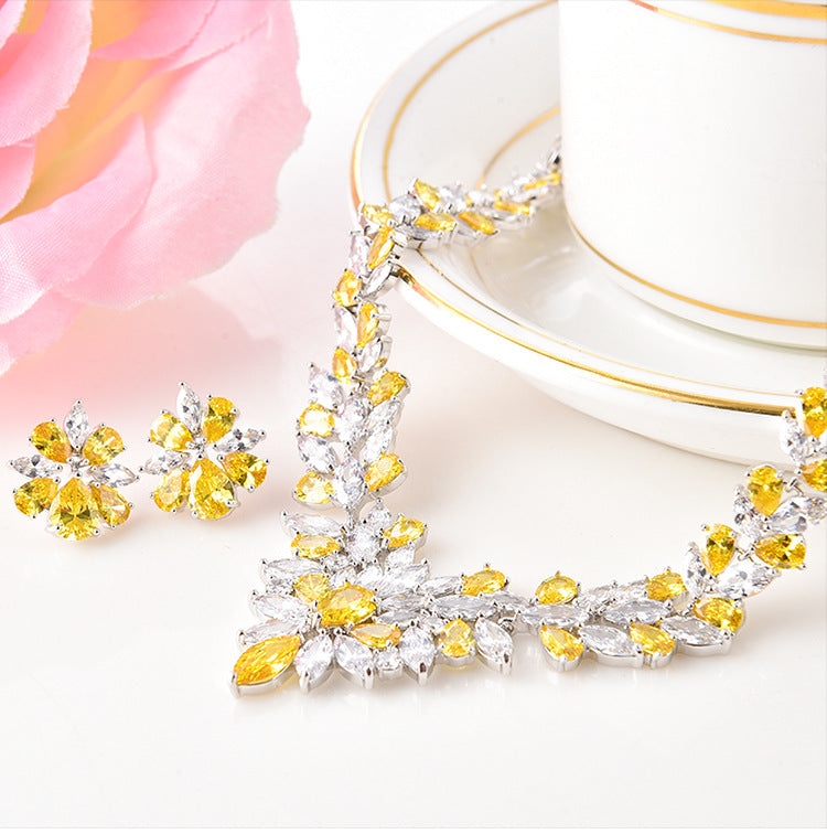 KAVIO Ice Flower Earrings Jewelry Set