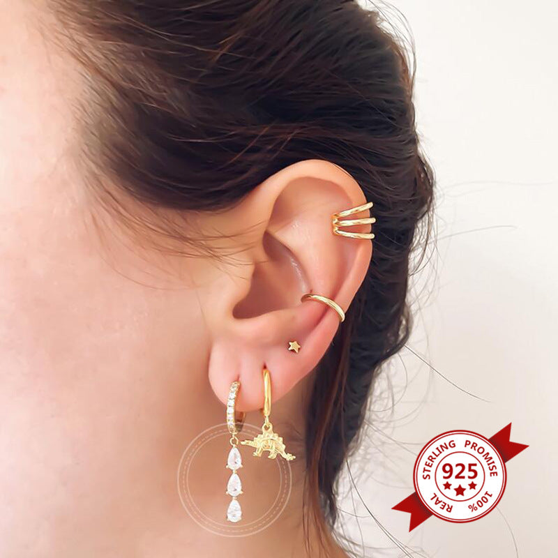 KAVİO Sterling Silver Earrings Multi-Zircon Drop Earrings