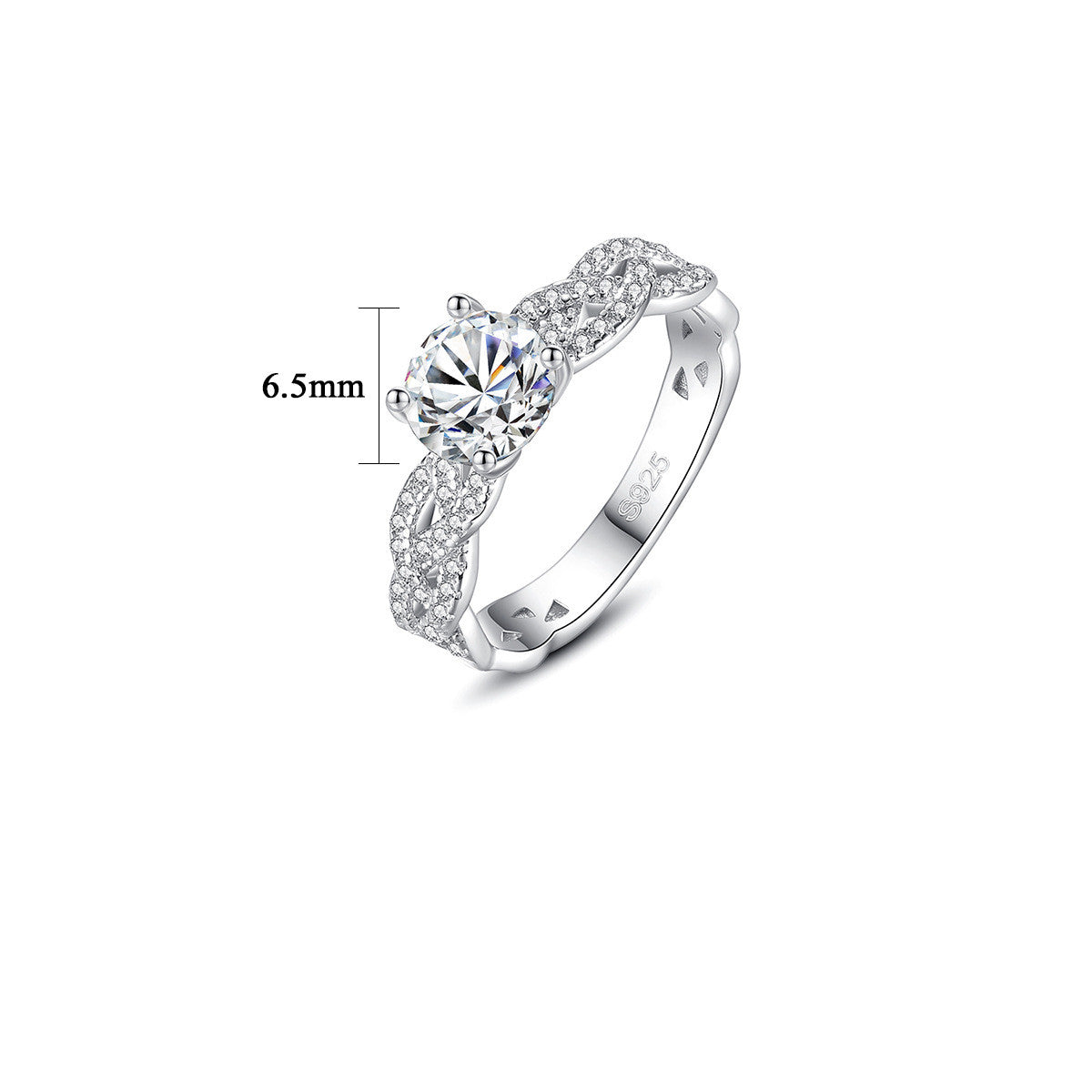 KAVİO Mossan Diamond Ring 925 Sterling Silver