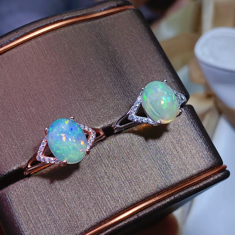 KAVİO 925 Silver Inlaid Natural Australian Opal Ring