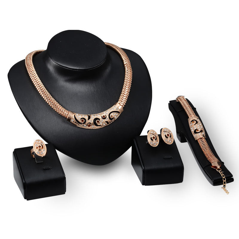 KAVİO Punk Jewelry Set Necklace Earrings Bracelet Ring Jewelry Four Piece Set