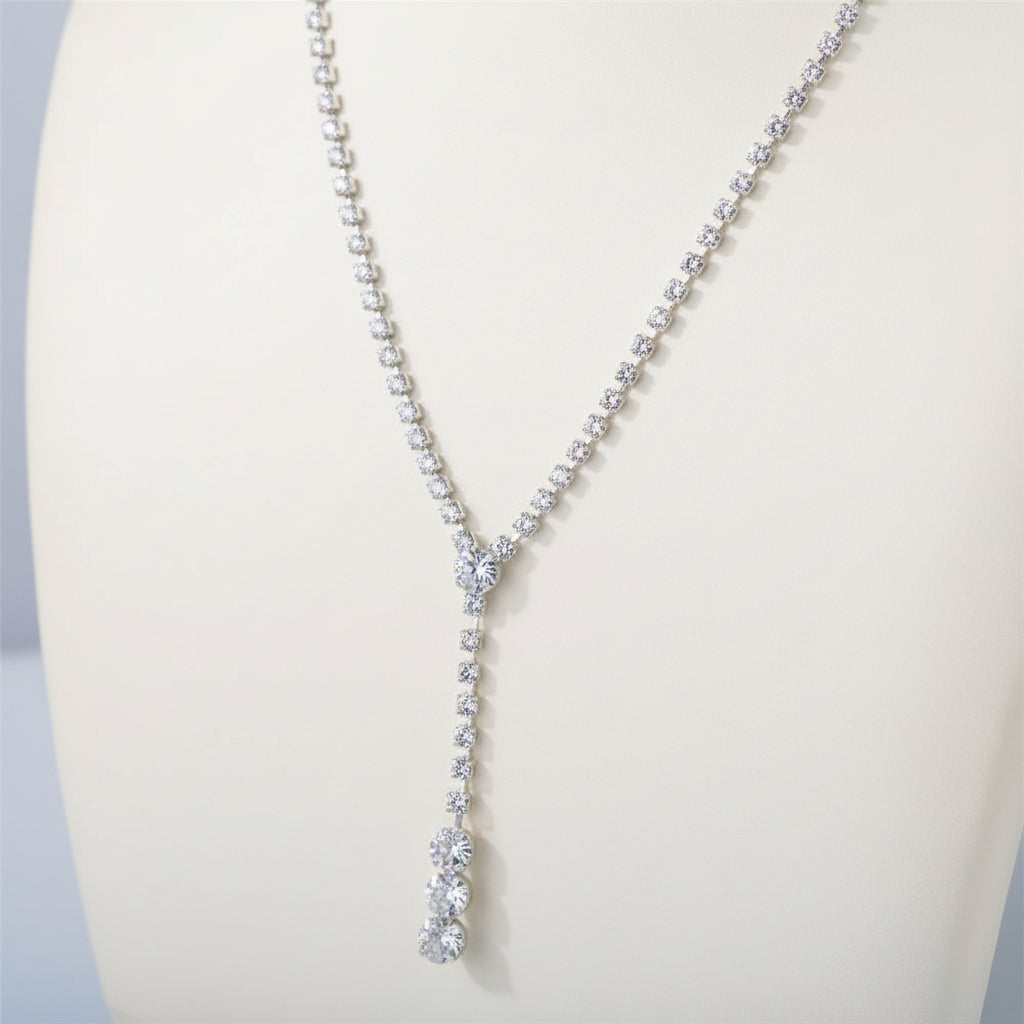 KAVİO Silver Water Drop Necklace Earrings Two-piece Set Combination