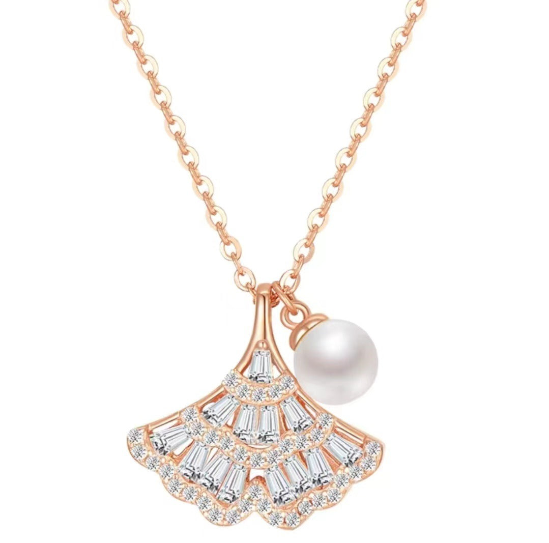 KAVİO Ginkgo Leaf Sterling Silver Necklace For Women Light Luxury Minority Design S925