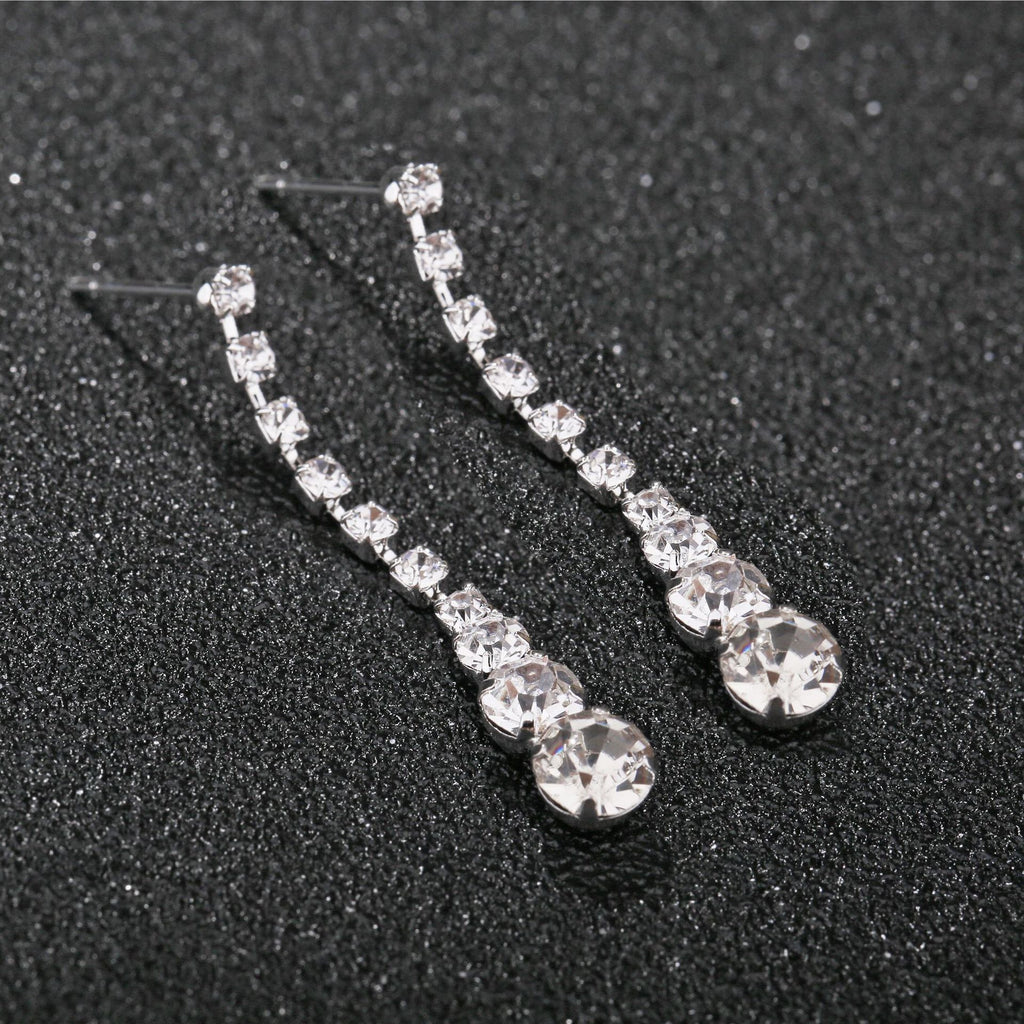 KAVİO Silver Water Drop Necklace Earrings Two-piece Set Combination