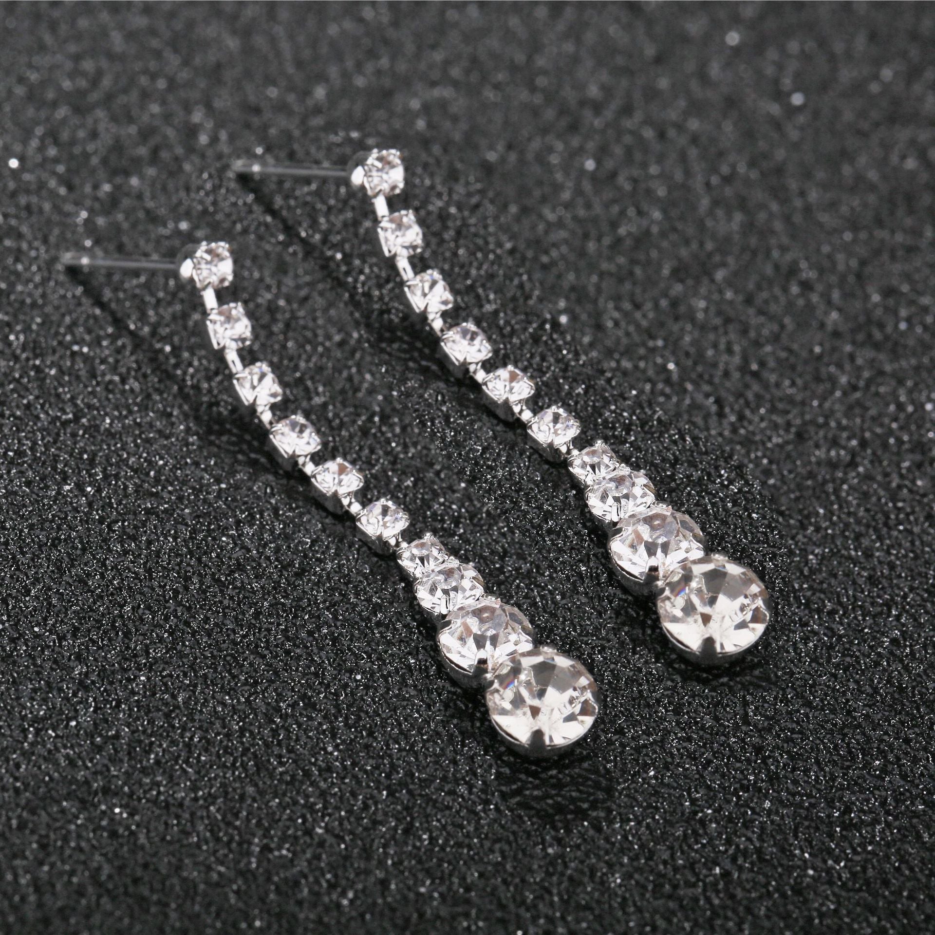 KAVİO Silver Water Drop Necklace Earrings Two-piece Set Combination