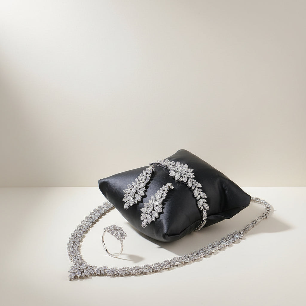 Zircon Bridal Tassel Jewelry Earring Set